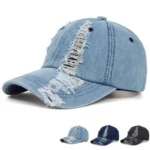 Baseball Caps Vintage Washed Distressed Cap Fashion Sports Denim Hats Plain women Men Dad Caps - Image 7